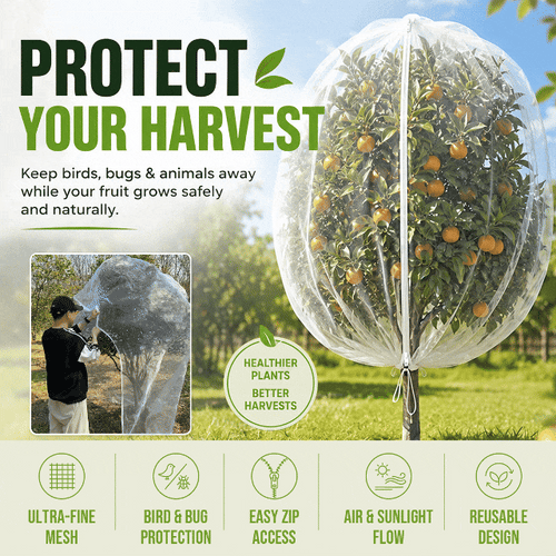 Fruit Tree Netting Cover with Zipper and Drawstring