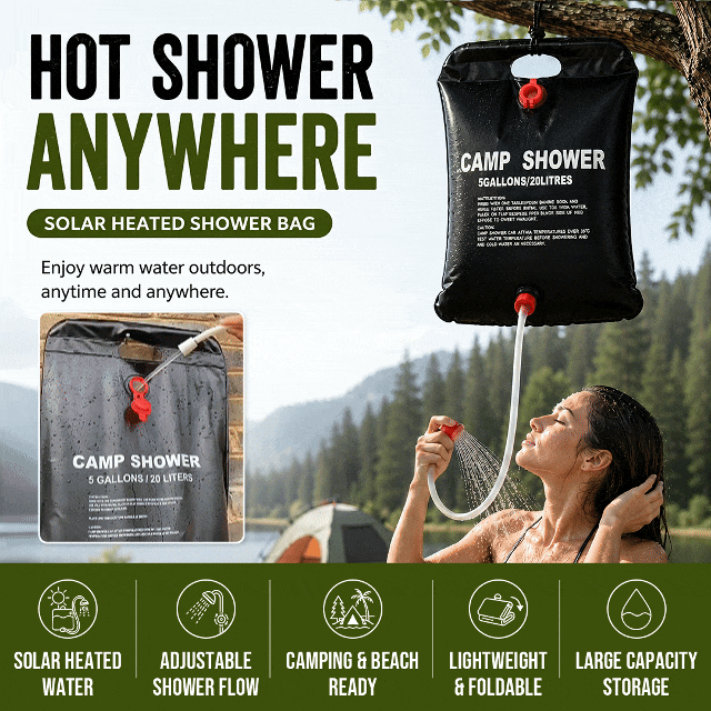 Solar-Powered Luxury Camp Shower | Portable Hot Water Outdoor Shower Bag