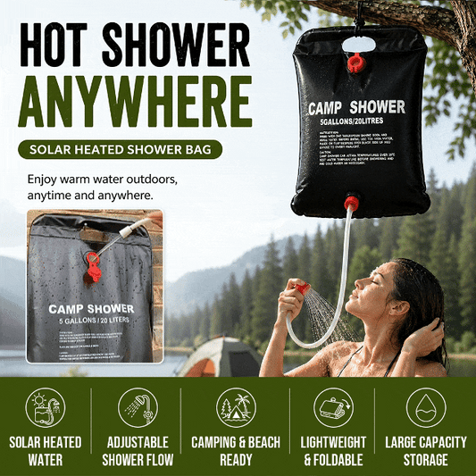 Solar-Powered Luxury Camp Shower | Portable Hot Water Outdoor Shower Bag