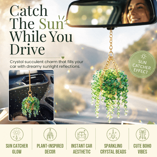 Sun-Kissed Beaded Succulent Car Charm