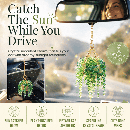 Sun-Kissed Beaded Succulent Car Charm