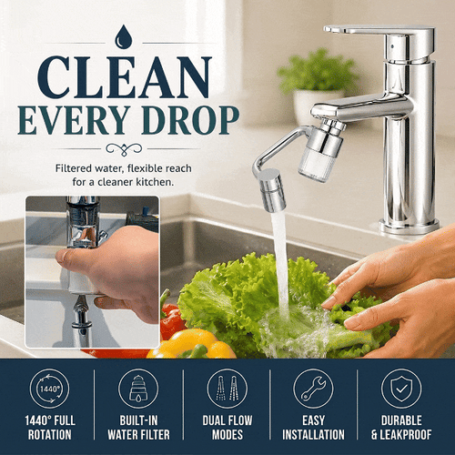 1440° Rotatable Filter Faucet Extender with 10 Filter Cartridges 2 Spray Modes