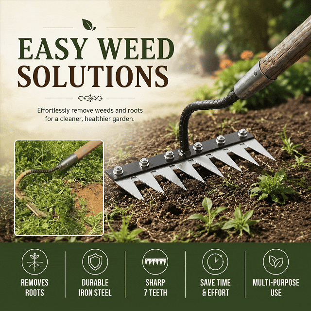 Upgraded Iron Weeding Rake