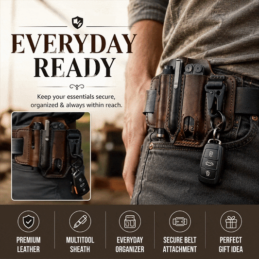 Leather Belt Multitool Pouch Mens Daily Carry Waist Pack