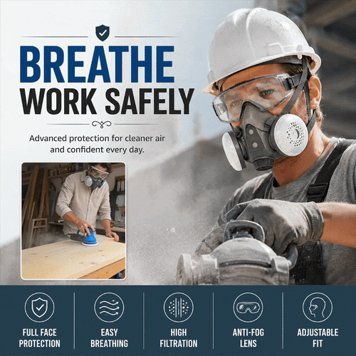 Reusable Anti Dust Anti Gas Respirator With 10 Filters And Protective Goggles