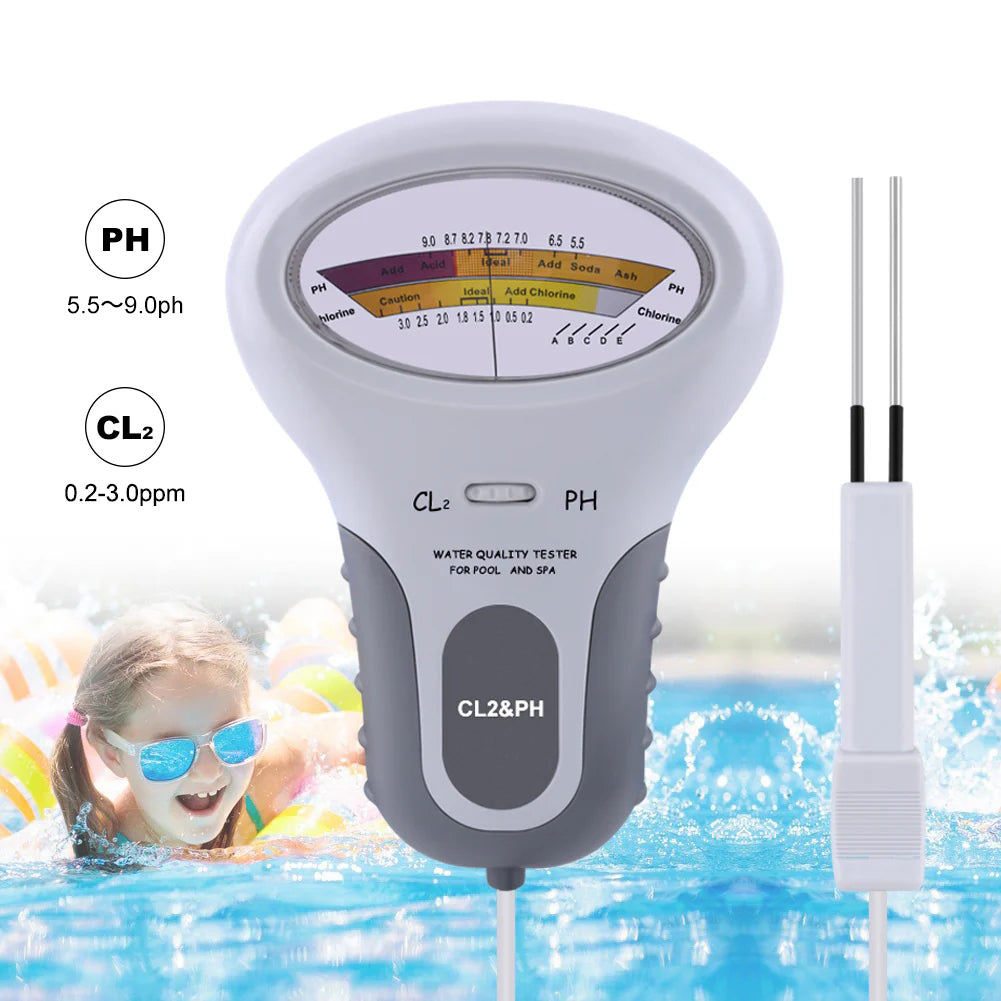 PH Meter, Portable Chlorine Tester, pH&CL2 Tester, Water Quality Analyzer for Swimming Pool, Spa, Aquarium