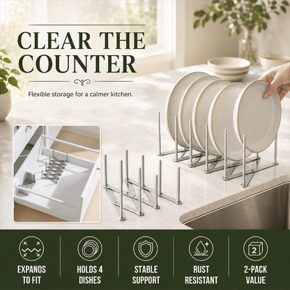 Retractable Dish and Pan Organizer – 2 Pack