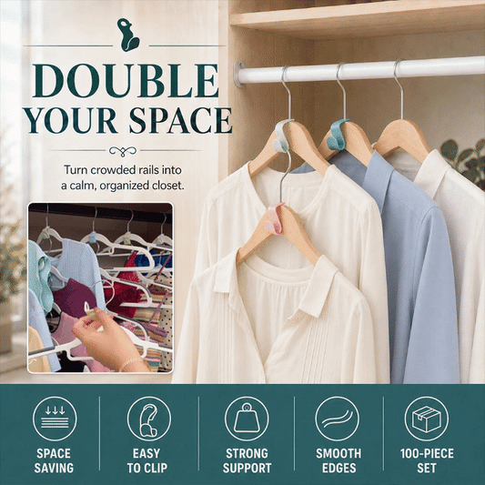 Space-Saving Hanger Connector Hooks – 100 Pack