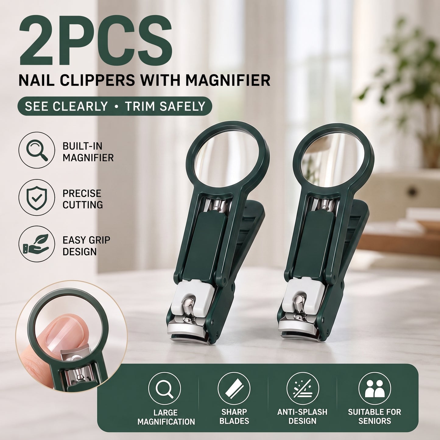 Magnifying Nail Clippers Set for Seniors