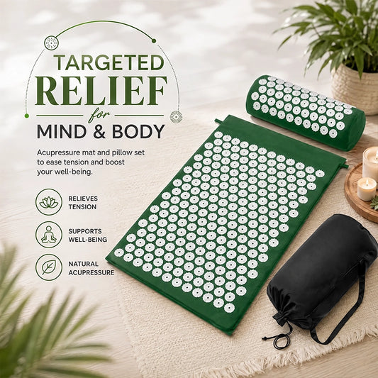 Acupressure Mat and Pillow Set with Carry Bag