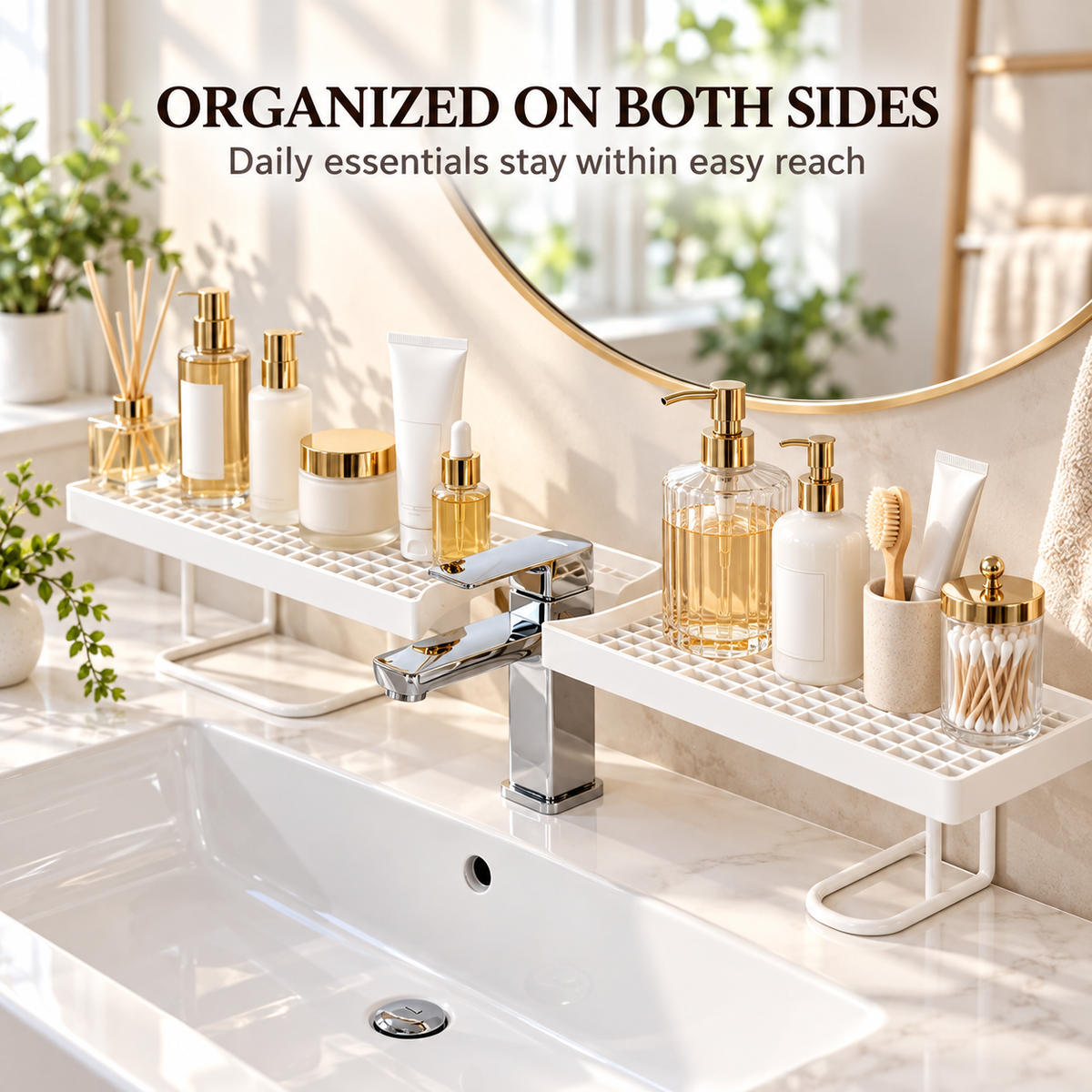 No-Drill Over-Faucet Sink Shelf for Bathroom Counter Storage