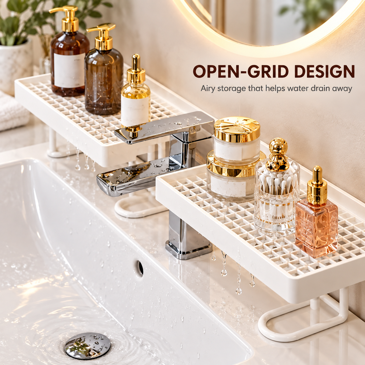 No-Drill Over-Faucet Sink Shelf for Bathroom Counter Storage