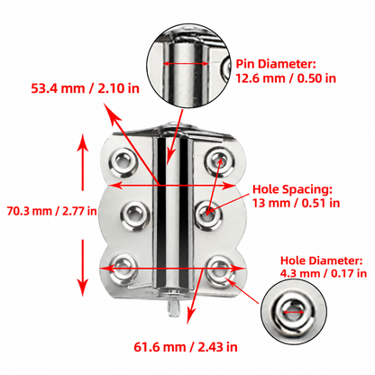 Stainless-Look Self-Closing Spring Hinge Set for Doors