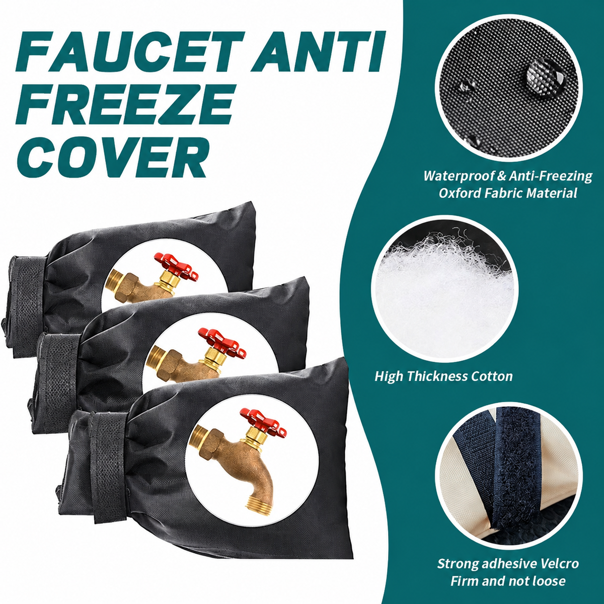 Outdoor Faucet Insulation Covers, Three-Pack