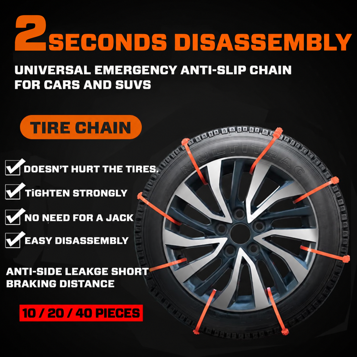 Emergency Tire Traction Straps for Snowy Conditions