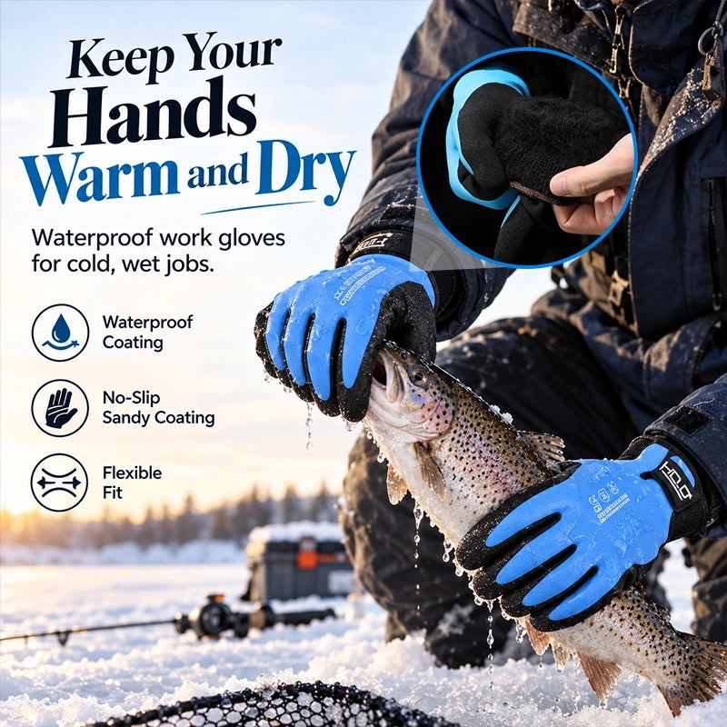 Fleece-Lined Winter Work Gloves with Textured Palms