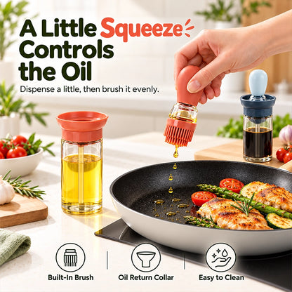 Glass Oil Bottle with Basting Brush for Everyday Cooking
