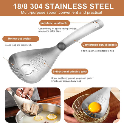 430 Stainless Steel Multi-Use Kitchen Spoon for Straining and Mashing