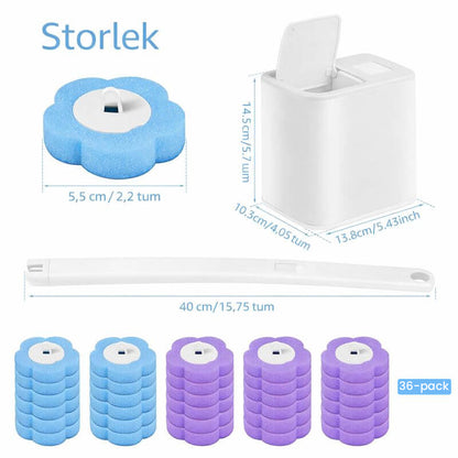 Disposable Toilet Brush with Replaceable Heads & Wall Holder