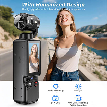 Mini Vlogging Camera with 180° Rotating Lens – Pocket POV Camera with 32GB Card
