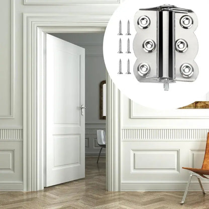 Stainless-Look Self-Closing Spring Hinge Set for Doors