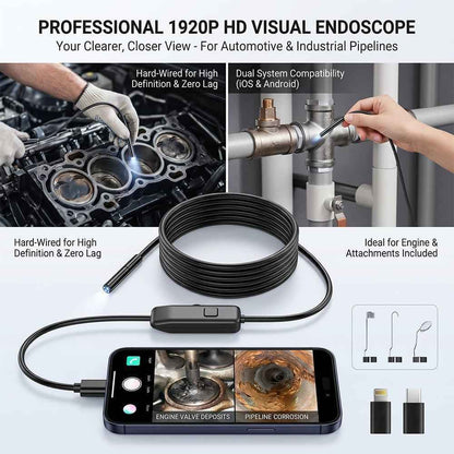 1920P HD Endoscope Camera with 8 Adjustable LED Lights