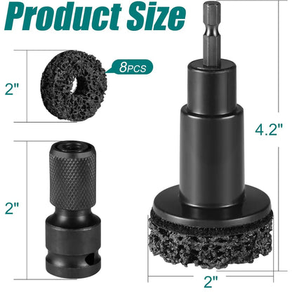 Wheel Hub Rust Removal Tool Kit with 10 Grinding Heads