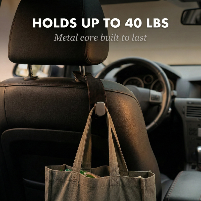 Alcantara Suede Dual Hook & Phone Holder for Car Headrest