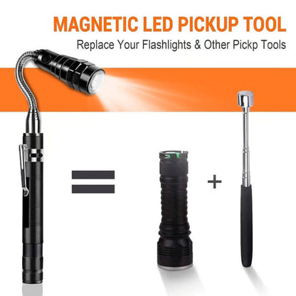 Telescoping Magnetic Pickup Flashlight for Dropped Screws and Small Parts