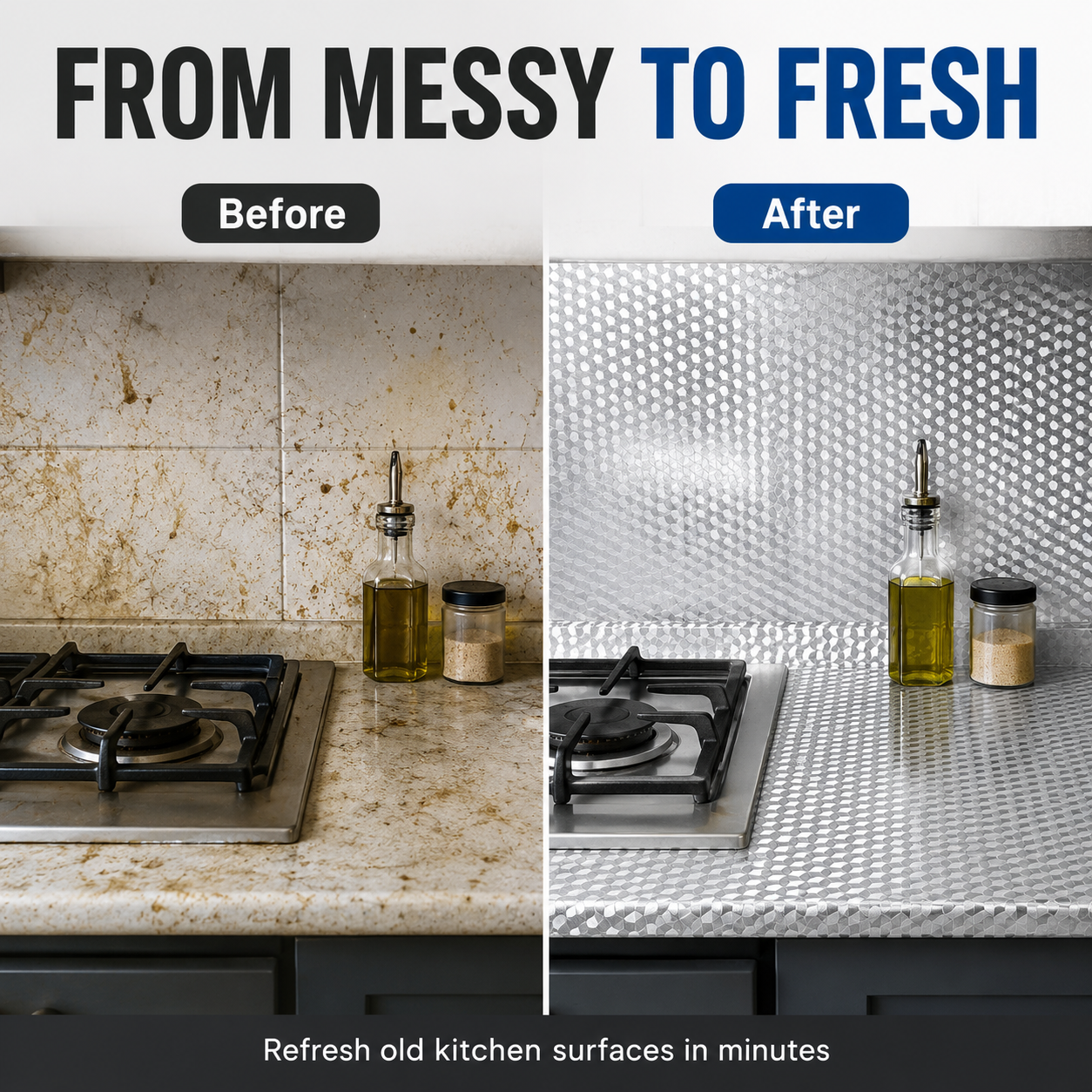 2 Rolls Self-Adhesive Aluminum Foil Kitchen Backsplash Wallpaper