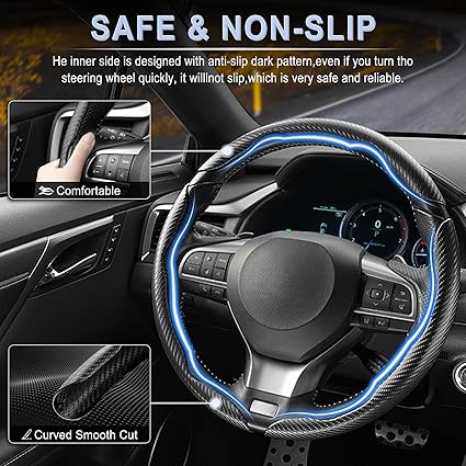 Carbon Fiber Silicone Car Steering Wheel Cover