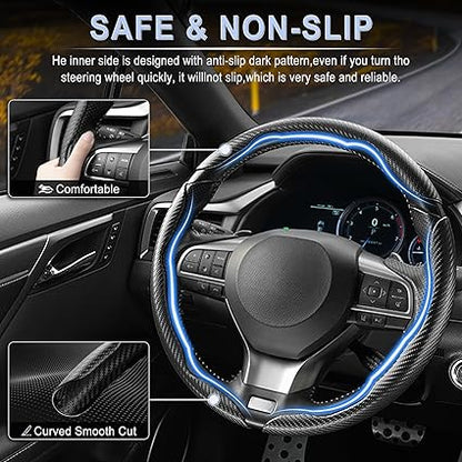 Carbon Fiber Silicone Car Steering Wheel Cover