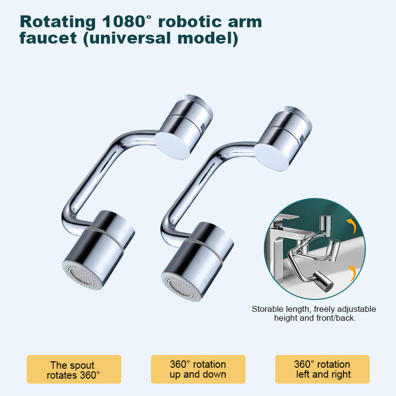 Rotating 1080° robotic arm faucet -The direction and water flow rate can be freely adjusted