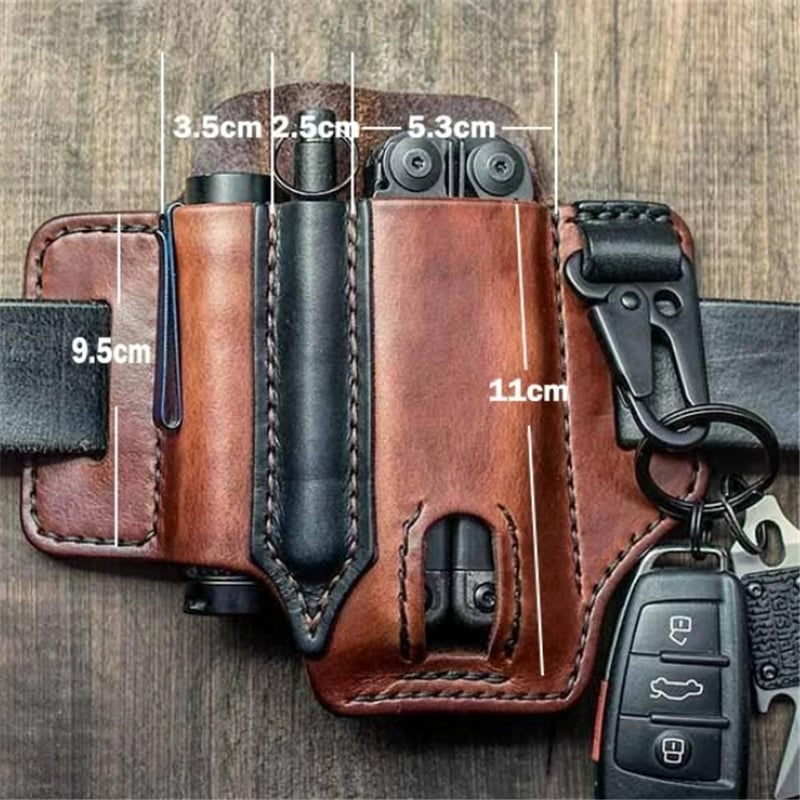 Leather Belt Multitool Pouch Mens Daily Carry Waist Pack