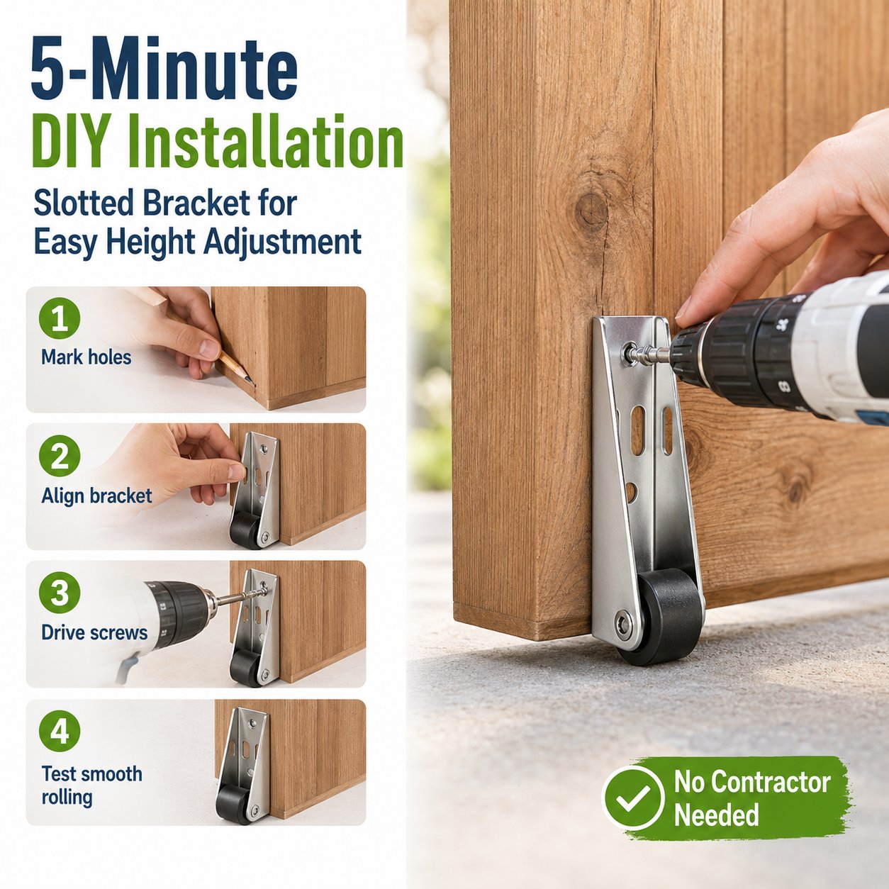 🔧 4 Parks Heavy-Duty Gate Support Wheel – Anti-Sag Fence Repair Roller for Smooth. Easy Gate Movement ✨