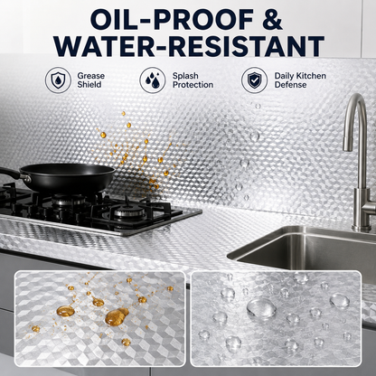 2 Rolls Self-Adhesive Aluminum Foil Kitchen Backsplash Wallpaper