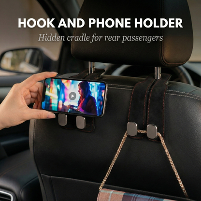 Alcantara Suede Dual Hook & Phone Holder for Car Headrest