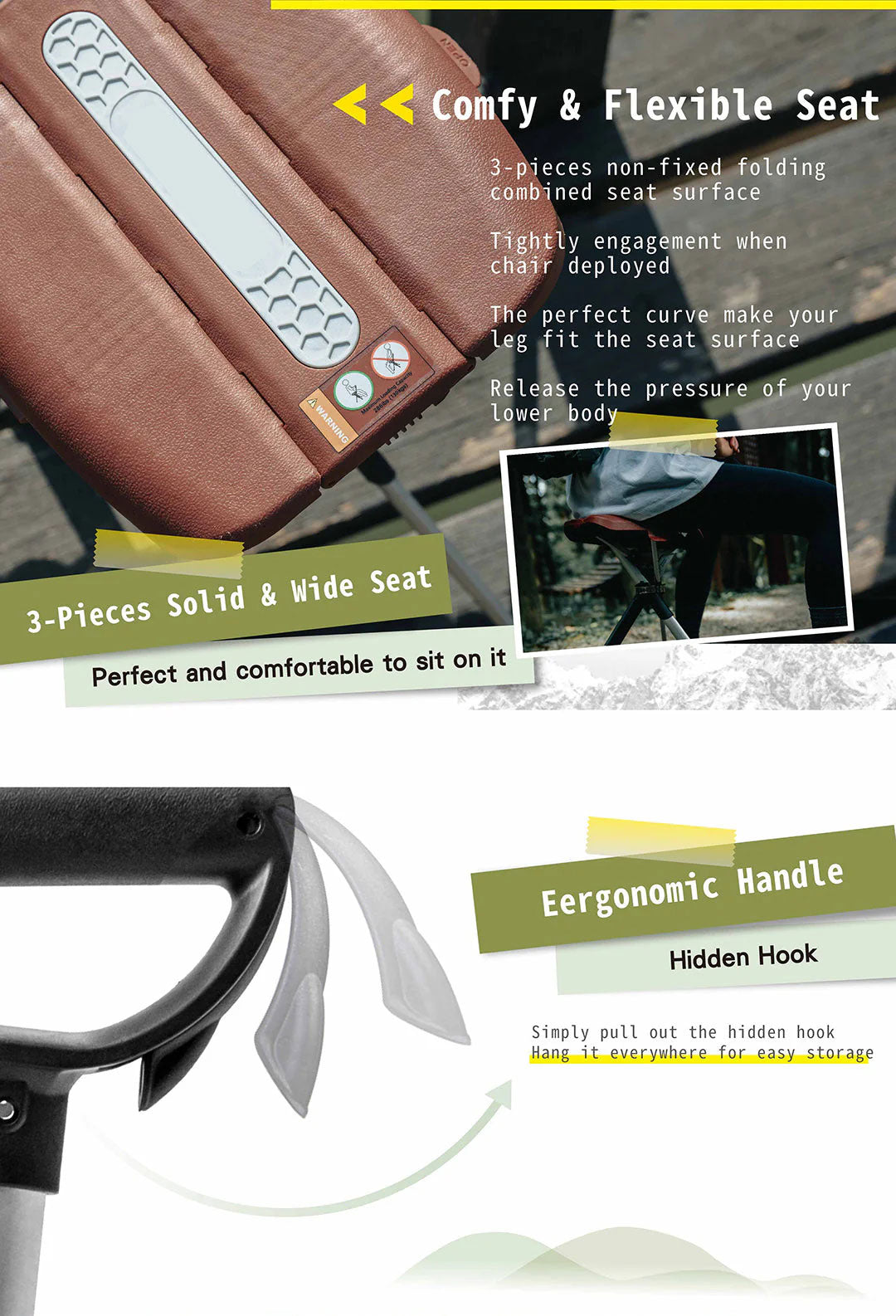 Elarohome S2 | 2-in-1 Portable Folding Seat & Walking Stick