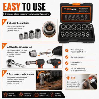 🧰13+1 PCS Bolt & Nut Extractor Set🔩