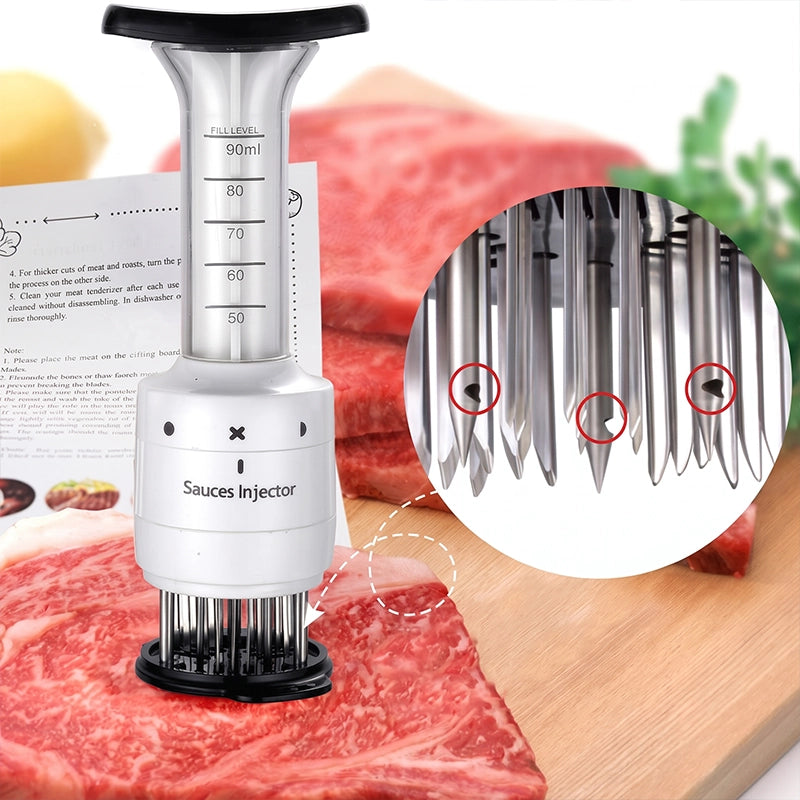 Meat Tenderizer and Marinade Injector for BBQ Preparation
