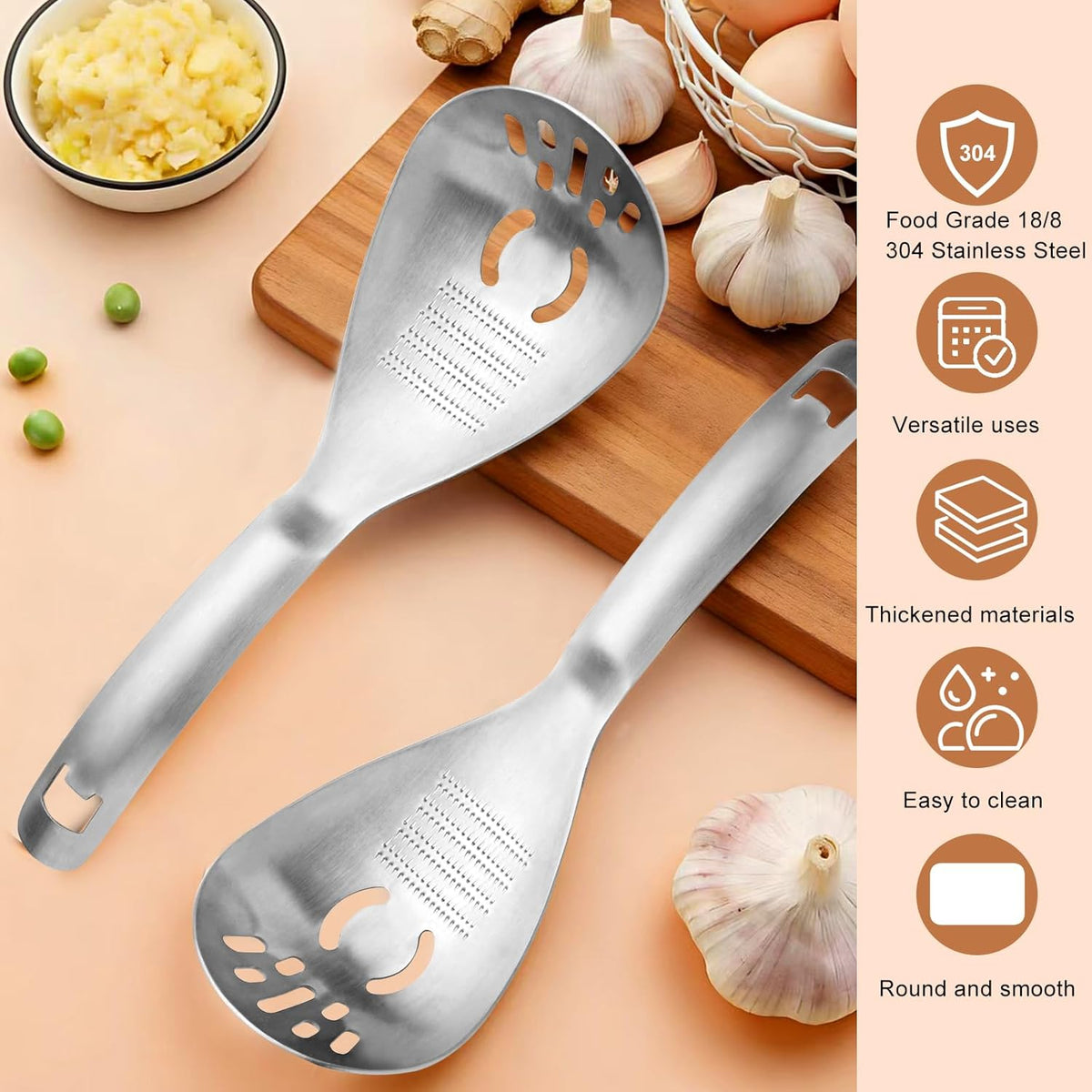 430 Stainless Steel Multi-Use Kitchen Spoon for Straining and Mashing