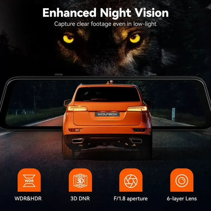 10-Inch Dual-View Rearview Mirror Dash Camera