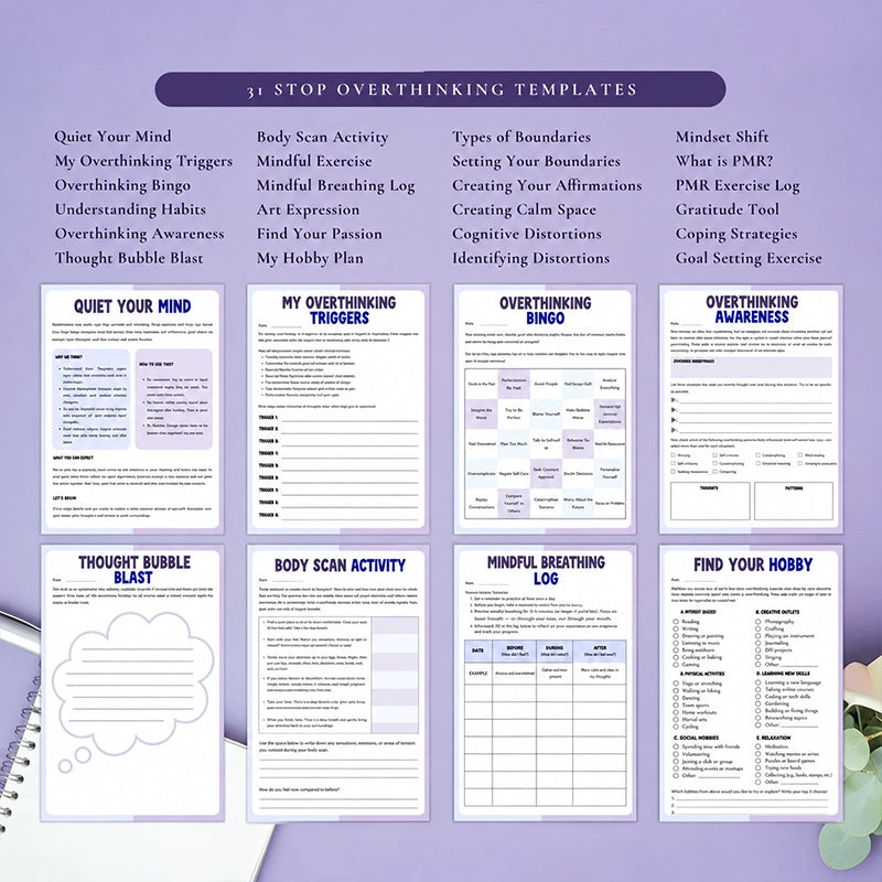 Stop Overthinking Guided Workbook for Calmer Daily Reflection