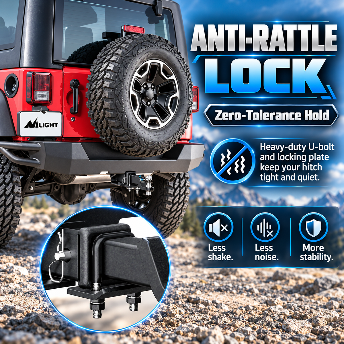 U-Bolt Trailer Hitch Anti-Rattle Stabilizer Clamp