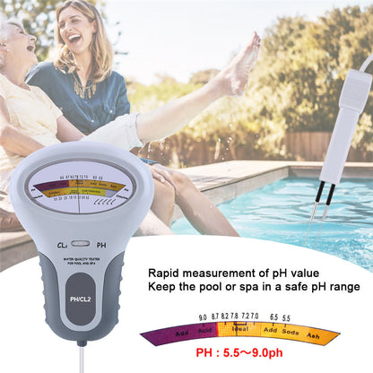 PH Meter, Portable Chlorine Tester, pH&CL2 Tester, Water Quality Analyzer for Swimming Pool, Spa, Aquarium