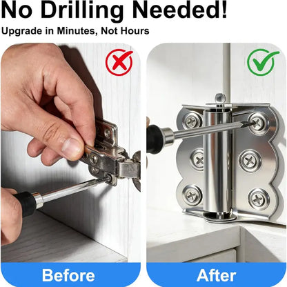 Stainless-Look Self-Closing Spring Hinge Set for Doors