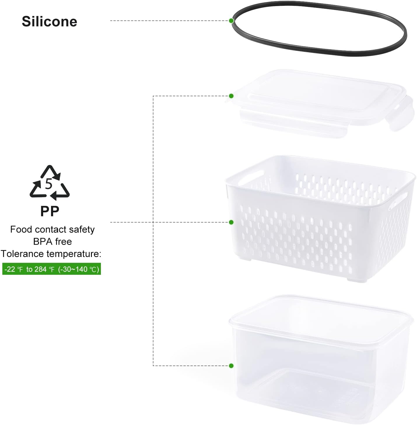 3 Sets Large Fruit Containers for Fridge