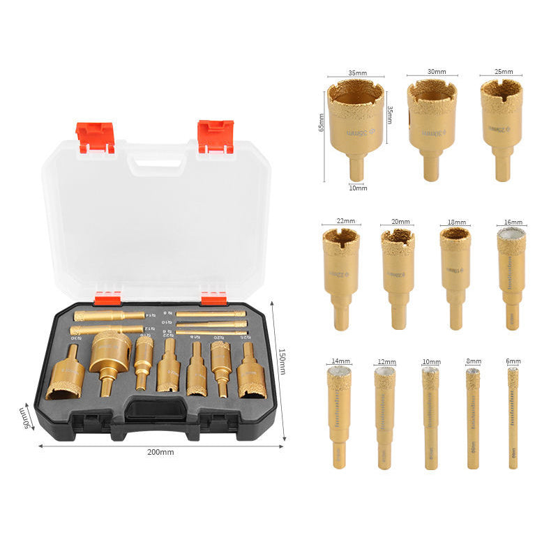 12Pcs Diamond Drill Bit Set 6-35mm Hole Saw for Glass Marble Granite Tile