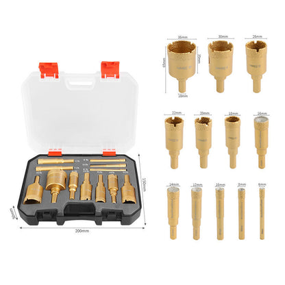 12Pcs Diamond Drill Bit Set 6-35mm Hole Saw for Glass Marble Granite Tile