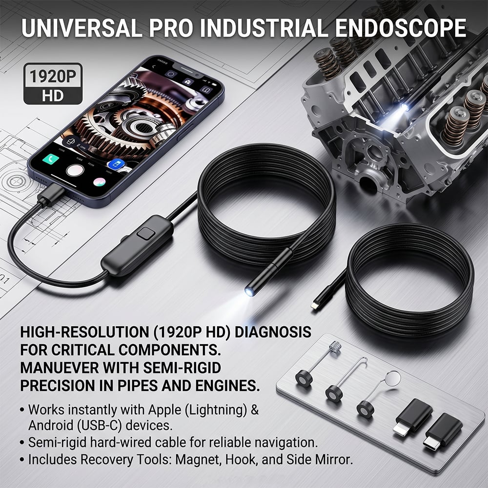 1920P HD Endoscope Camera with 8 Adjustable LED Lights